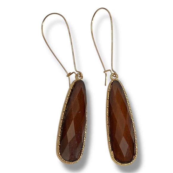 Vintage Elegant Brown Drop Earrings - Picture 1 of 8